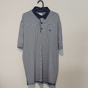 Callaway Navy and White Striped Polo Midi Dress